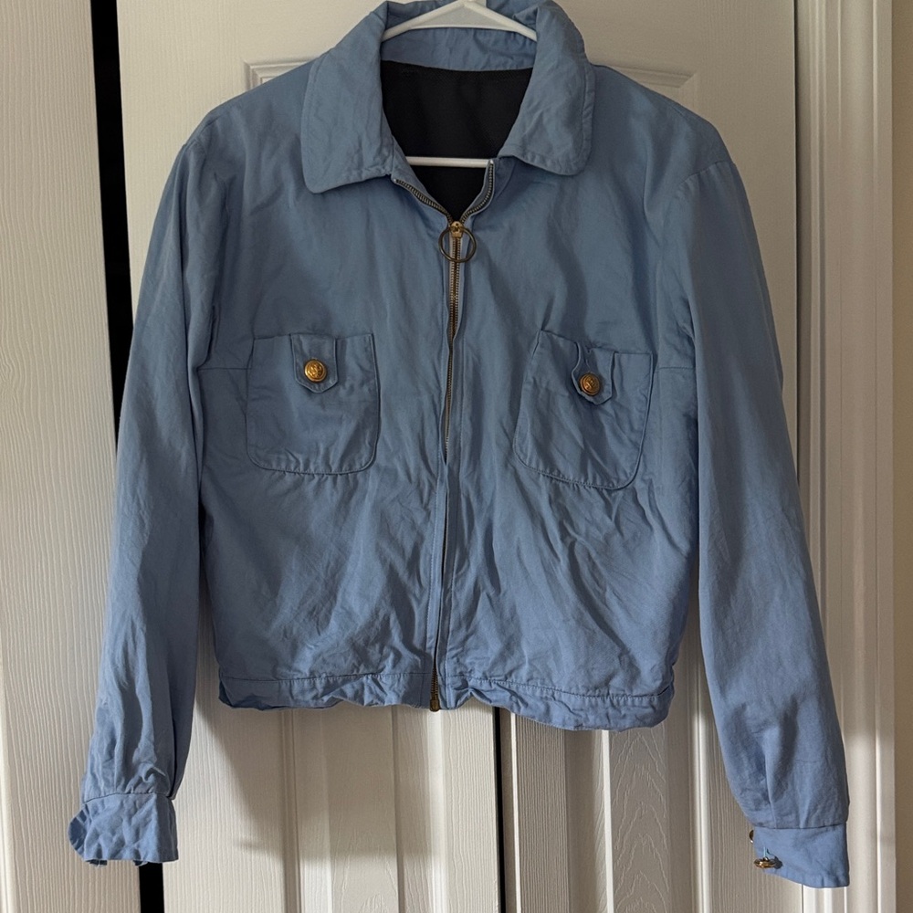 Vintage Light Blue Jacket with Gold Details Size Small unbranded